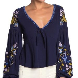 Free People kara embroidered top